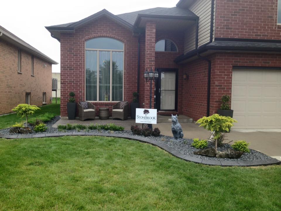 Stonebrook landscaping sign on residential work.